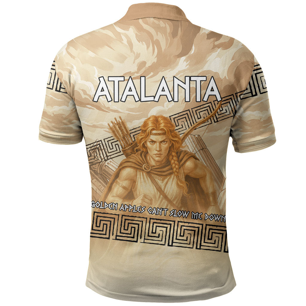 Atalanta Greek Mythology Huntress Archer Polo Shirt Ancient Greek Heroine Goddess Vintage Meander Artwork