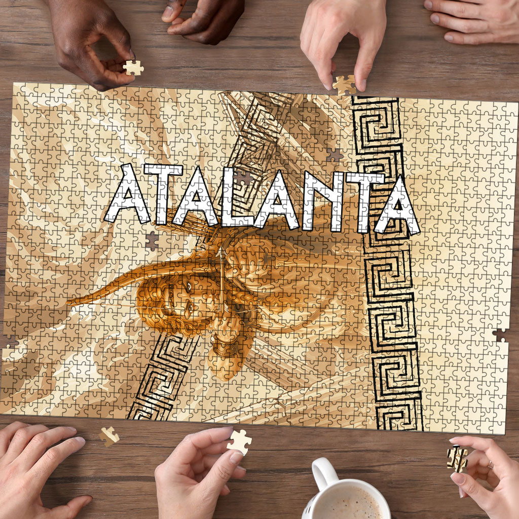 Atalanta Greek Mythology Huntress Archer Puzzle Ancient Greek Heroine Goddess Vintage Meander Artwork