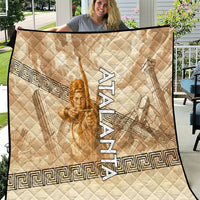 Atalanta Greek Mythology Huntress Archer Quilt Ancient Greek Heroine Goddess Vintage Meander Artwork