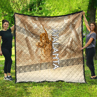 Atalanta Greek Mythology Huntress Archer Quilt Ancient Greek Heroine Goddess Vintage Meander Artwork
