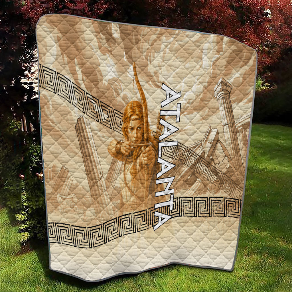 Atalanta Greek Mythology Huntress Archer Quilt Ancient Greek Heroine Goddess Vintage Meander Artwork