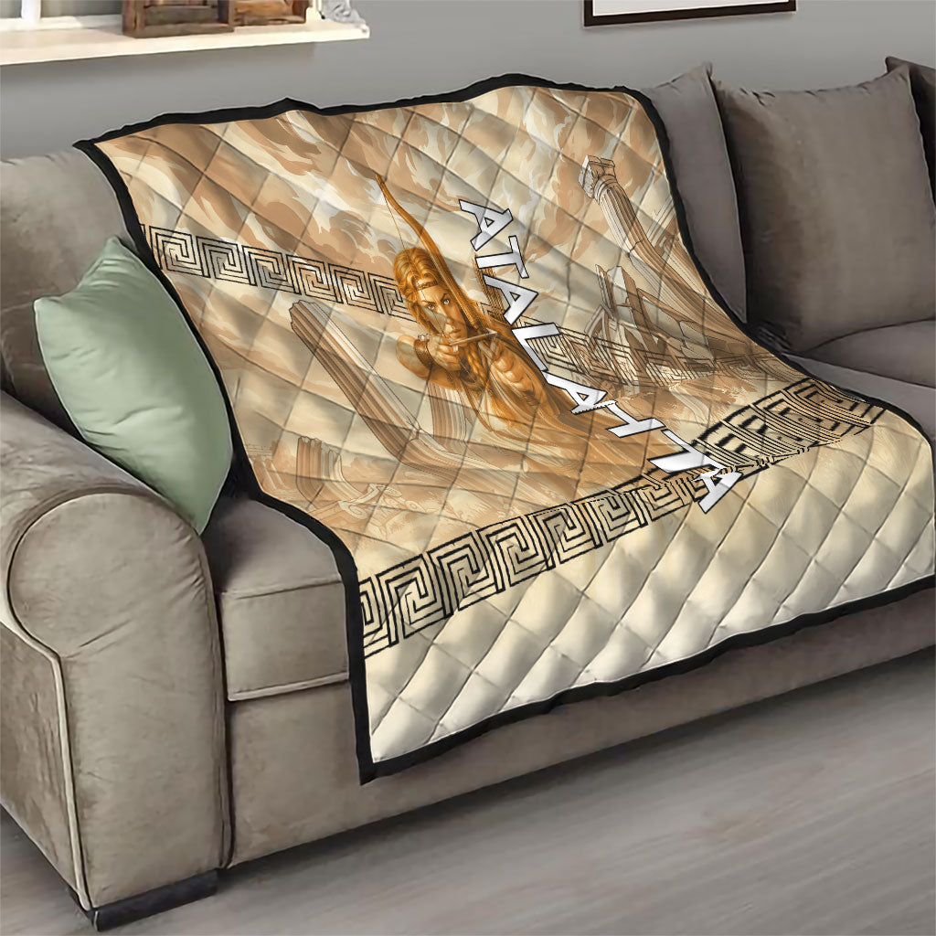 Atalanta Greek Mythology Huntress Archer Quilt Ancient Greek Heroine Goddess Vintage Meander Artwork