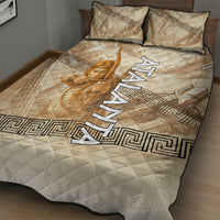 Atalanta Greek Mythology Huntress Archer Quilt Bed Set Ancient Greek Heroine Goddess Vintage Meander Artwork