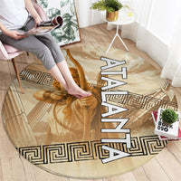 Atalanta Greek Mythology Huntress Archer Round Carpet Ancient Greek Heroine Goddess Vintage Meander Artwork