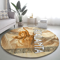 Atalanta Greek Mythology Huntress Archer Round Carpet Ancient Greek Heroine Goddess Vintage Meander Artwork