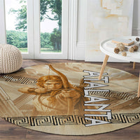 Atalanta Greek Mythology Huntress Archer Round Carpet Ancient Greek Heroine Goddess Vintage Meander Artwork