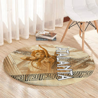 Atalanta Greek Mythology Huntress Archer Round Carpet Ancient Greek Heroine Goddess Vintage Meander Artwork
