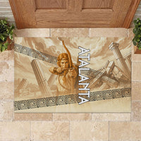 Atalanta Greek Mythology Huntress Archer Rubber Doormat Ancient Greek Heroine Goddess Vintage Meander Artwork