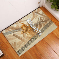 Atalanta Greek Mythology Huntress Archer Rubber Doormat Ancient Greek Heroine Goddess Vintage Meander Artwork