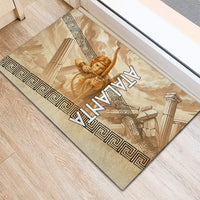 Atalanta Greek Mythology Huntress Archer Rubber Doormat Ancient Greek Heroine Goddess Vintage Meander Artwork
