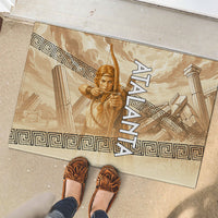 Atalanta Greek Mythology Huntress Archer Rubber Doormat Ancient Greek Heroine Goddess Vintage Meander Artwork