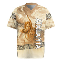 Atalanta Greek Mythology Huntress Archer Rugby Jersey Ancient Greek Heroine Goddess Vintage Meander Artwork
