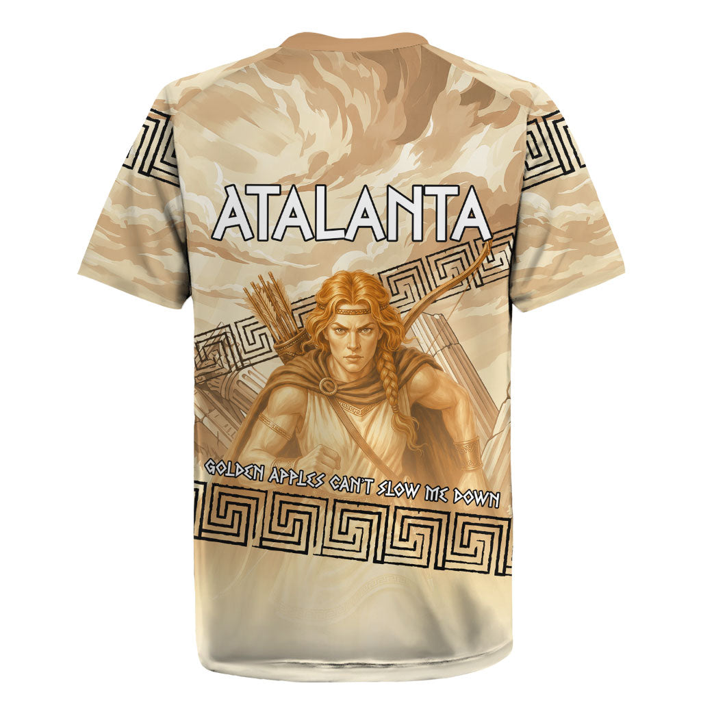 Atalanta Greek Mythology Huntress Archer Rugby Jersey Ancient Greek Heroine Goddess Vintage Meander Artwork