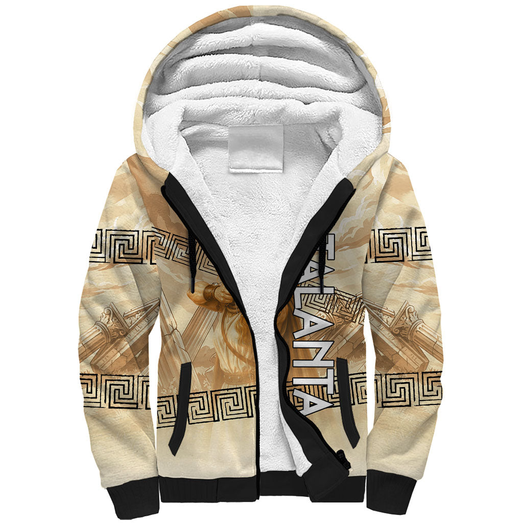 Atalanta Greek Mythology Huntress Archer Sherpa Hoodie Ancient Greek Heroine Goddess Vintage Meander Artwork