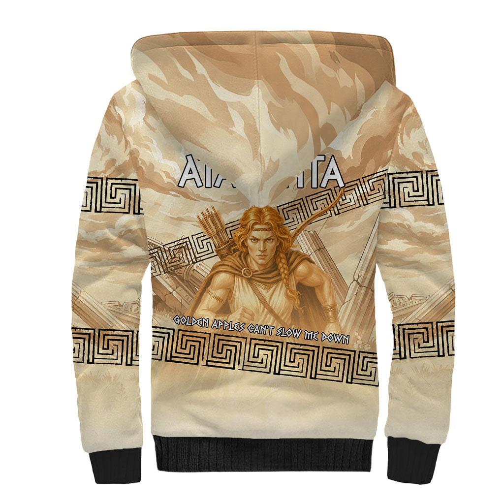 Atalanta Greek Mythology Huntress Archer Sherpa Hoodie Ancient Greek Heroine Goddess Vintage Meander Artwork