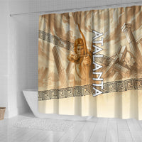 Atalanta Greek Mythology Huntress Archer Shower Curtain Ancient Greek Heroine Goddess Vintage Meander Artwork