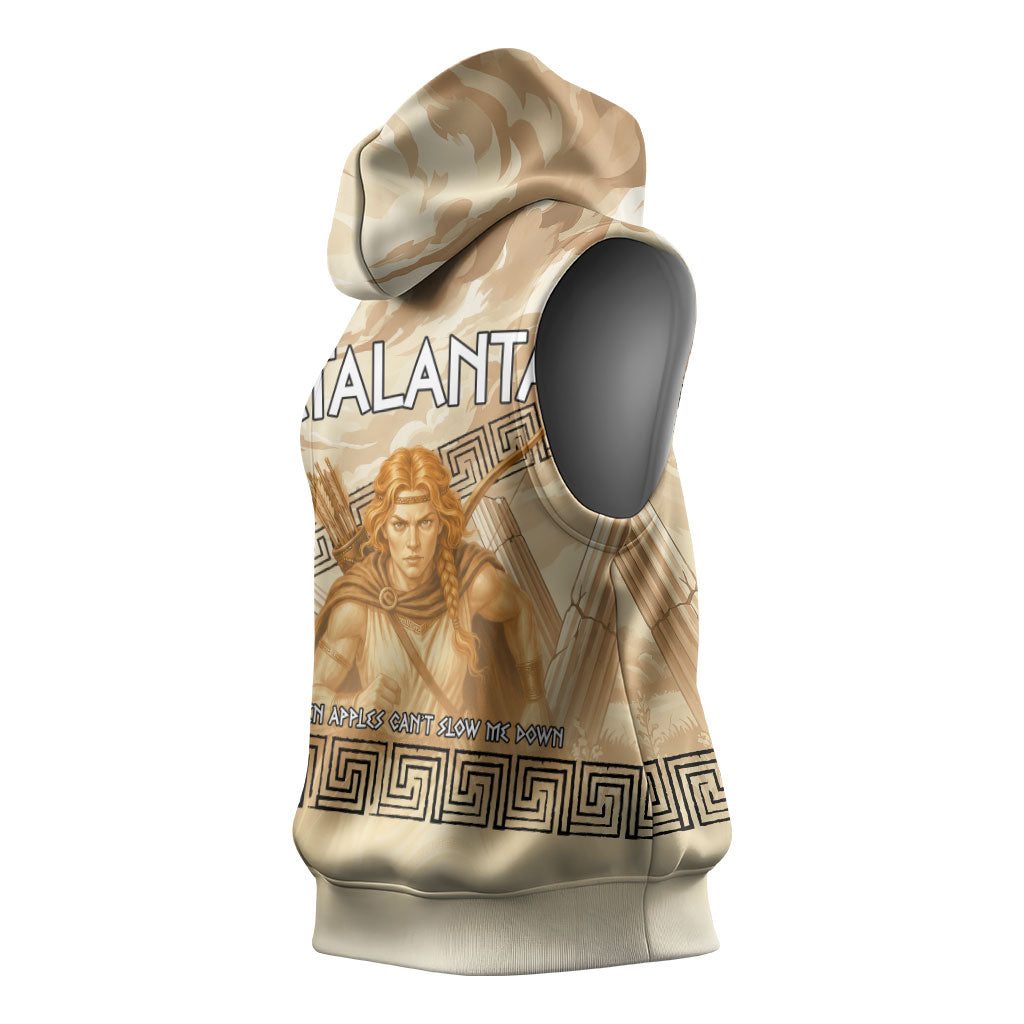 Atalanta Greek Mythology Huntress Archer Sleeveless Hoodie Ancient Greek Heroine Goddess Vintage Meander Artwork