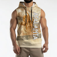 Atalanta Greek Mythology Huntress Archer Sleeveless Hoodie Ancient Greek Heroine Goddess Vintage Meander Artwork