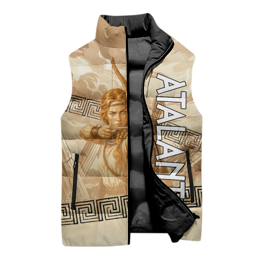 Atalanta Greek Mythology Huntress Archer Sleeveless Puffer Jacket Ancient Greek Heroine Goddess Vintage Meander Artwork