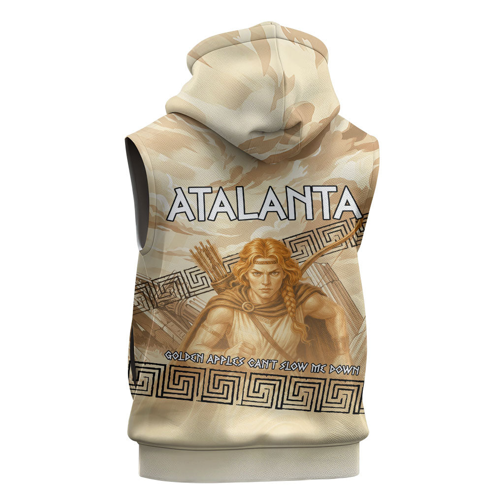 Atalanta Greek Mythology Huntress Archer Sleeveless Zip Hoodie Ancient Greek Heroine Goddess Vintage Meander Artwork