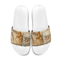 Atalanta Greek Mythology Huntress Archer Slide Sandals Ancient Greek Heroine Goddess Vintage Meander Artwork