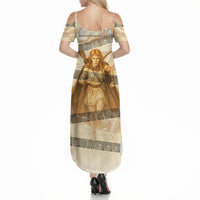 Atalanta Greek Mythology Huntress Archer Summer Maxi Dress Ancient Greek Heroine Goddess Vintage Meander Artwork