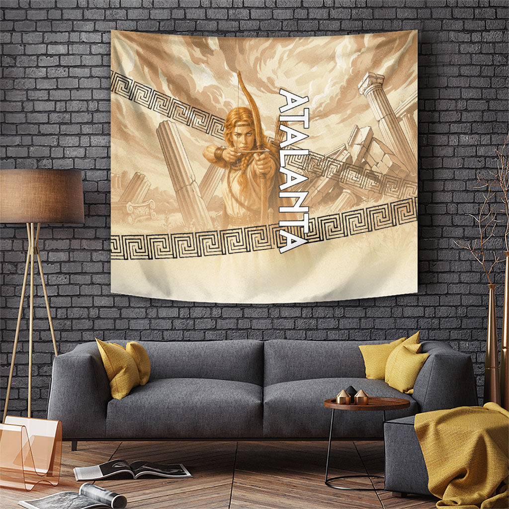 Atalanta Greek Mythology Huntress Archer Tapestry Ancient Greek Heroine Goddess Vintage Meander Artwork