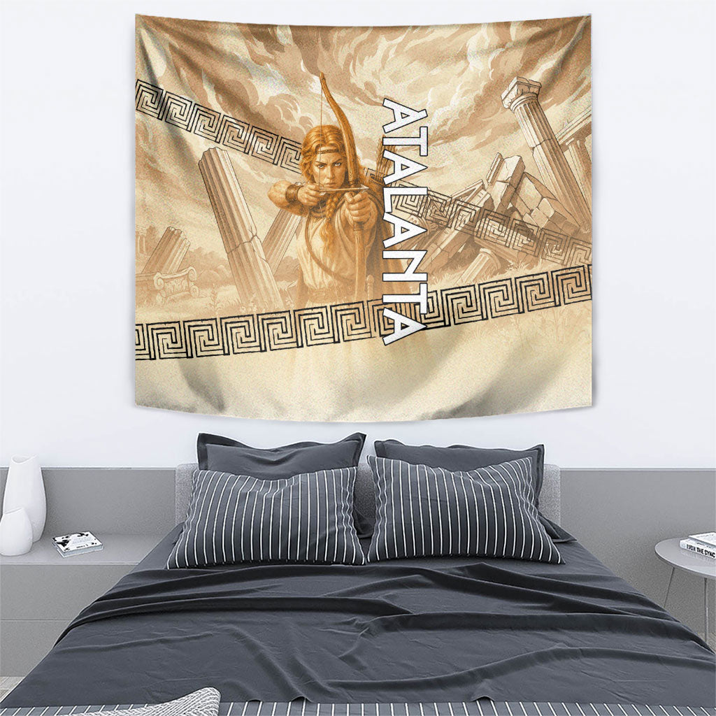 Atalanta Greek Mythology Huntress Archer Tapestry Ancient Greek Heroine Goddess Vintage Meander Artwork