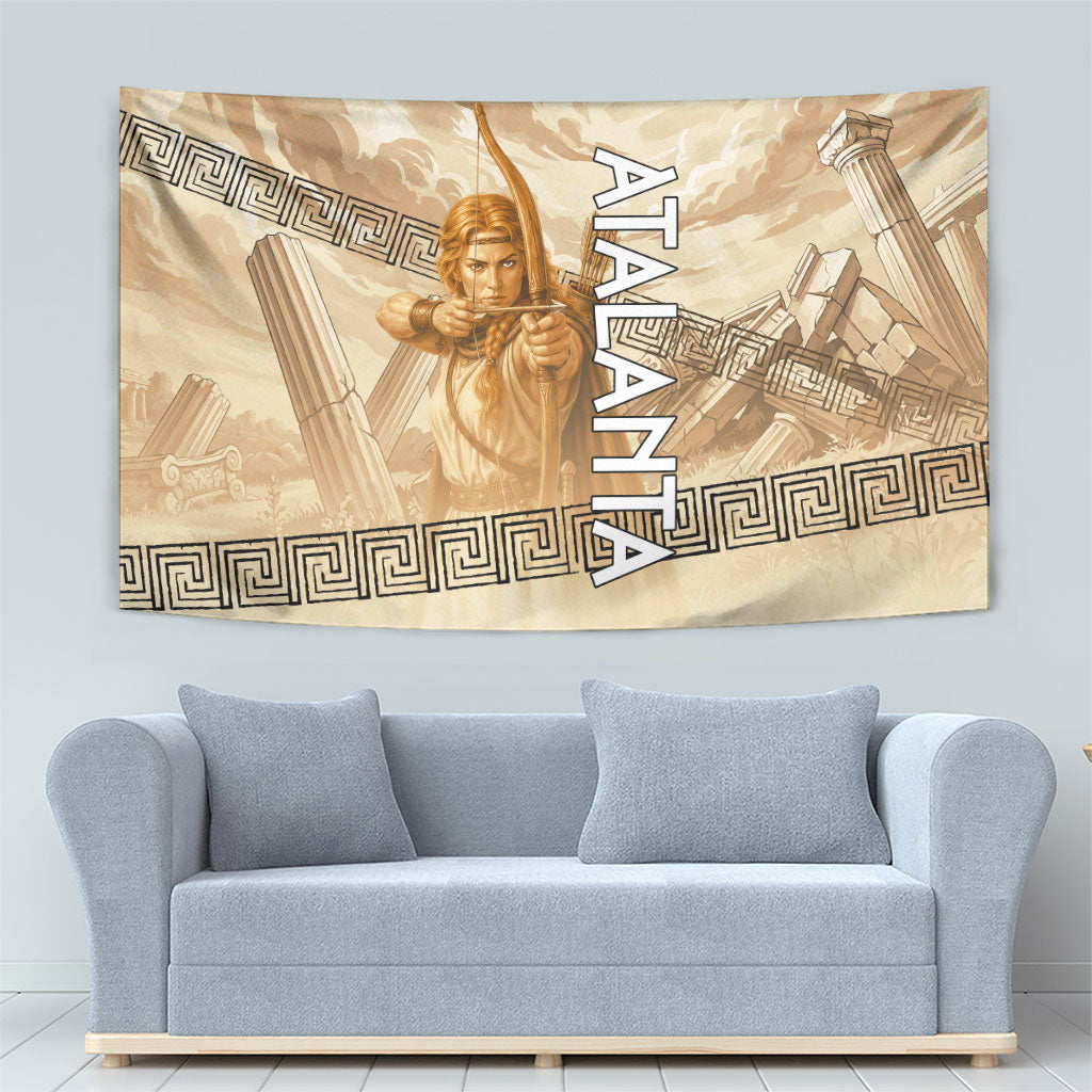 Atalanta Greek Mythology Huntress Archer Tapestry Ancient Greek Heroine Goddess Vintage Meander Artwork