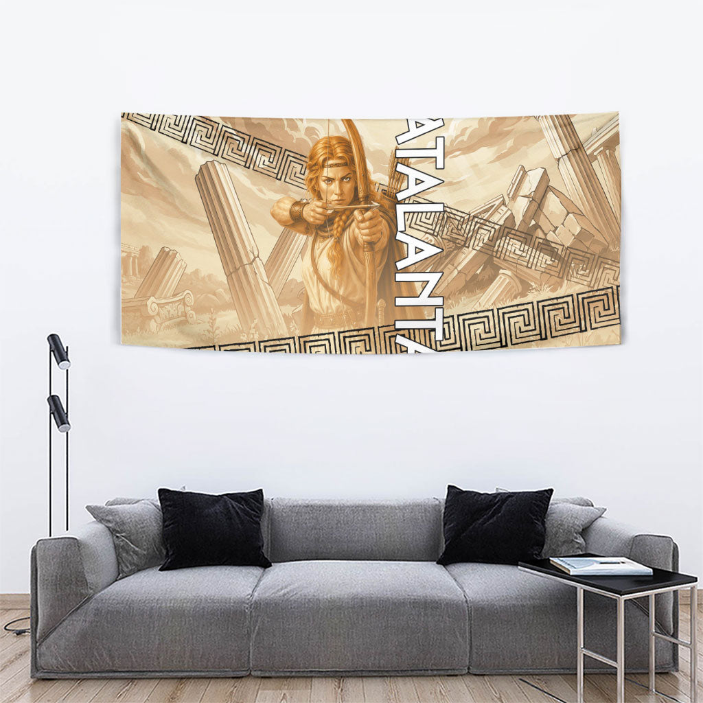 Atalanta Greek Mythology Huntress Archer Tapestry Ancient Greek Heroine Goddess Vintage Meander Artwork