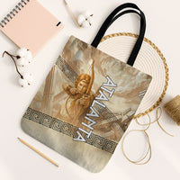 Atalanta Greek Mythology Huntress Archer Tote Bag Ancient Greek Heroine Goddess Vintage Meander Artwork