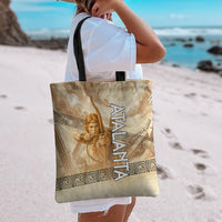 Atalanta Greek Mythology Huntress Archer Tote Bag Ancient Greek Heroine Goddess Vintage Meander Artwork