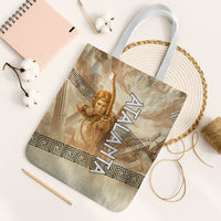 Atalanta Greek Mythology Huntress Archer Tote Bag Ancient Greek Heroine Goddess Vintage Meander Artwork