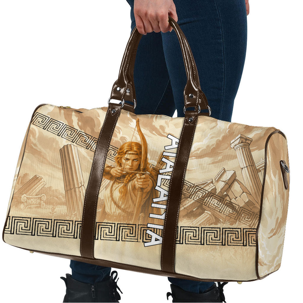 Atalanta Greek Mythology Huntress Archer Travel Bag Ancient Greek Heroine Goddess Vintage Meander Artwork