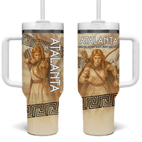 Atalanta Greek Mythology Huntress Archer Tumbler With Handle Ancient Greek Heroine Goddess Vintage Meander Artwork