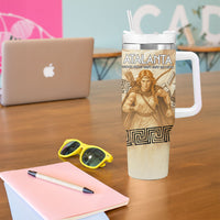 Atalanta Greek Mythology Huntress Archer Tumbler With Handle Ancient Greek Heroine Goddess Vintage Meander Artwork