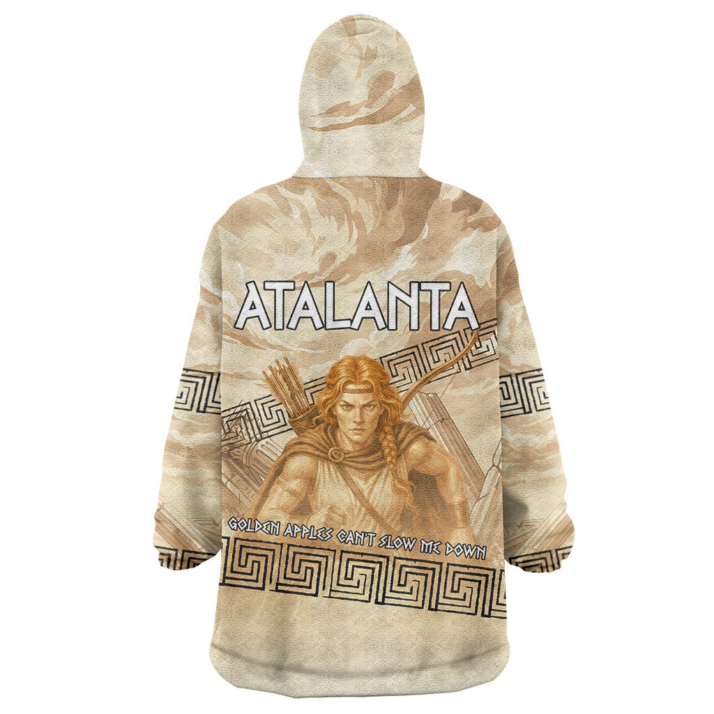 Atalanta Greek Mythology Huntress Archer Wearable Blanket Hoodie Ancient Greek Heroine Goddess Vintage Meander Artwork