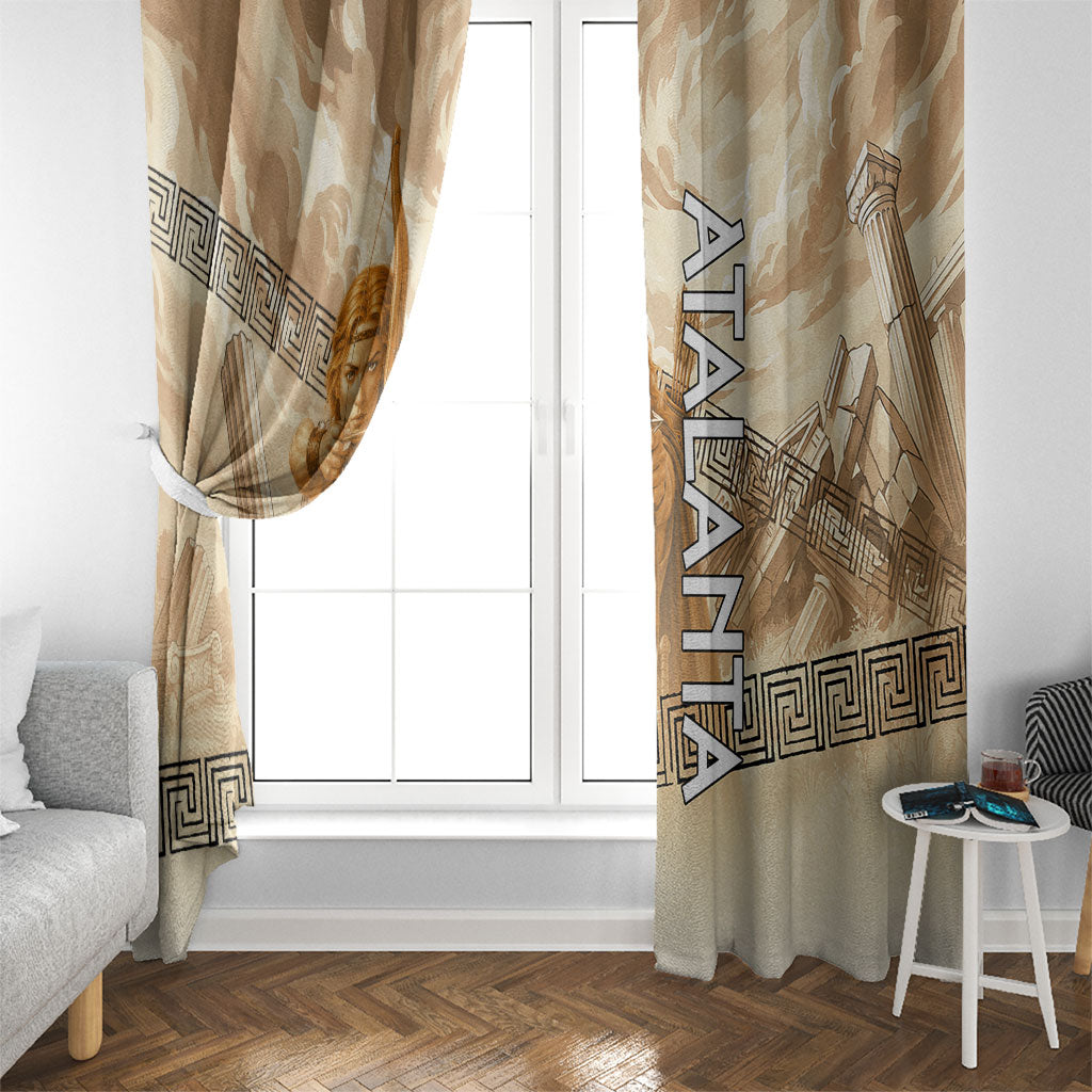 Atalanta Greek Mythology Huntress Archer Window Curtain Ancient Greek Heroine Goddess Vintage Meander Artwork