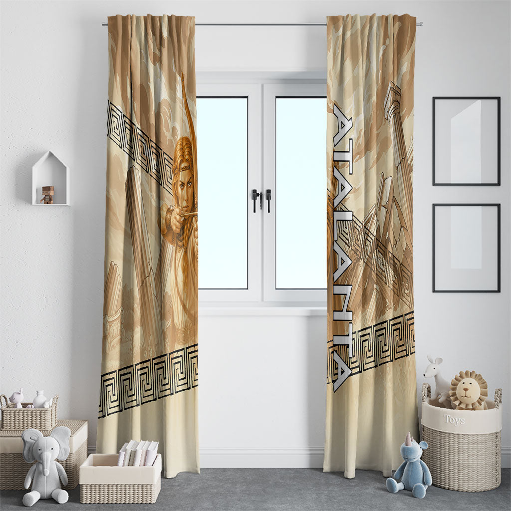 Atalanta Greek Mythology Huntress Archer Window Curtain Ancient Greek Heroine Goddess Vintage Meander Artwork
