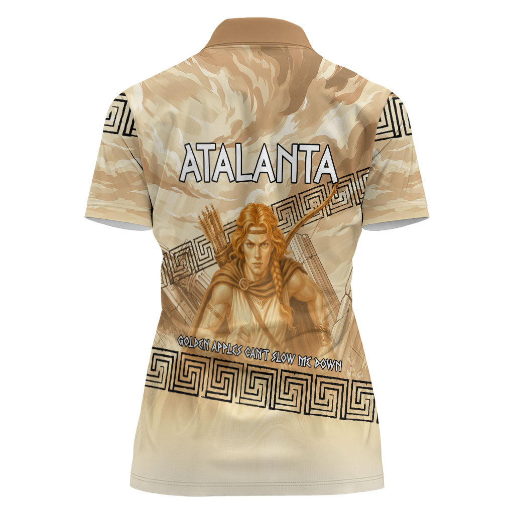 Atalanta Greek Mythology Huntress Archer Women Polo Shirt Ancient Greek Heroine Goddess Vintage Meander Artwork