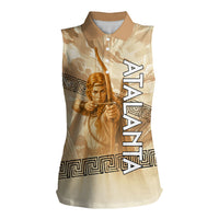 Atalanta Greek Mythology Huntress Archer Women Sleeveless Polo Shirt Ancient Greek Heroine Goddess Vintage Meander Artwork