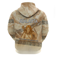 Atalanta Greek Mythology Huntress Archer Zip Hoodie Ancient Greek Heroine Goddess Vintage Meander Artwork