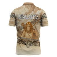 Atalanta Greek Mythology Huntress Archer Zipper Polo Shirt Ancient Greek Heroine Goddess Vintage Meander Artwork