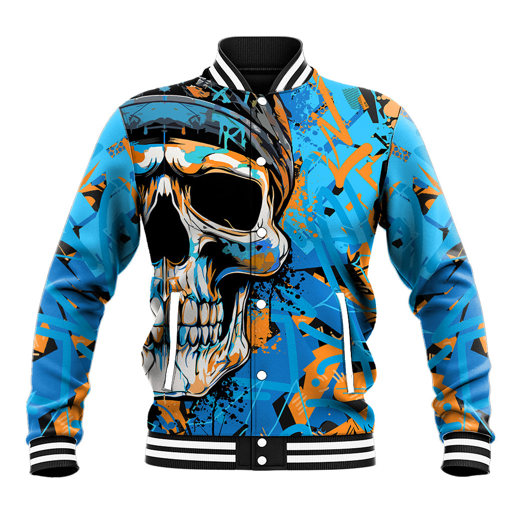 Grafity Skull Baseball Jacket Street Style Skull Colorful Abstract Art - Wonder Print Shop