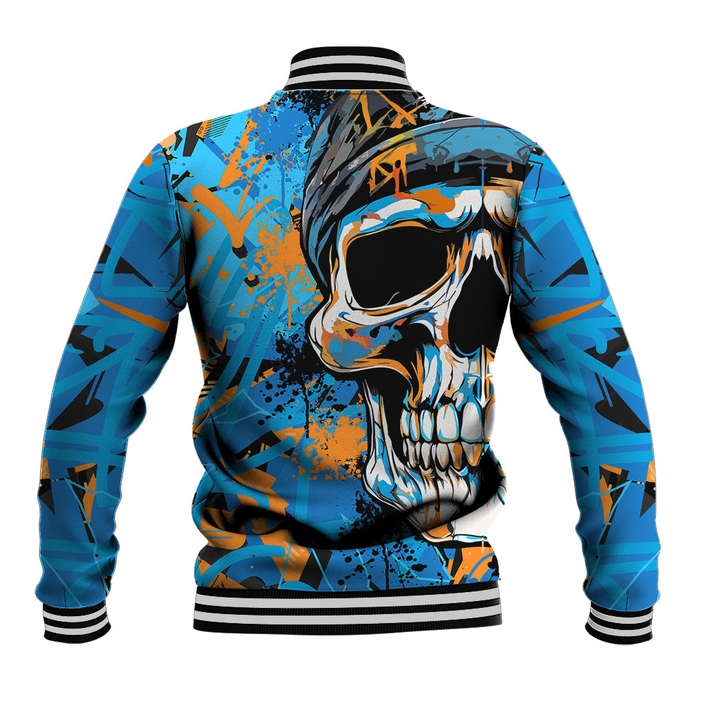 Grafity Skull Baseball Jacket Street Style Skull Colorful Abstract Art - Wonder Print Shop