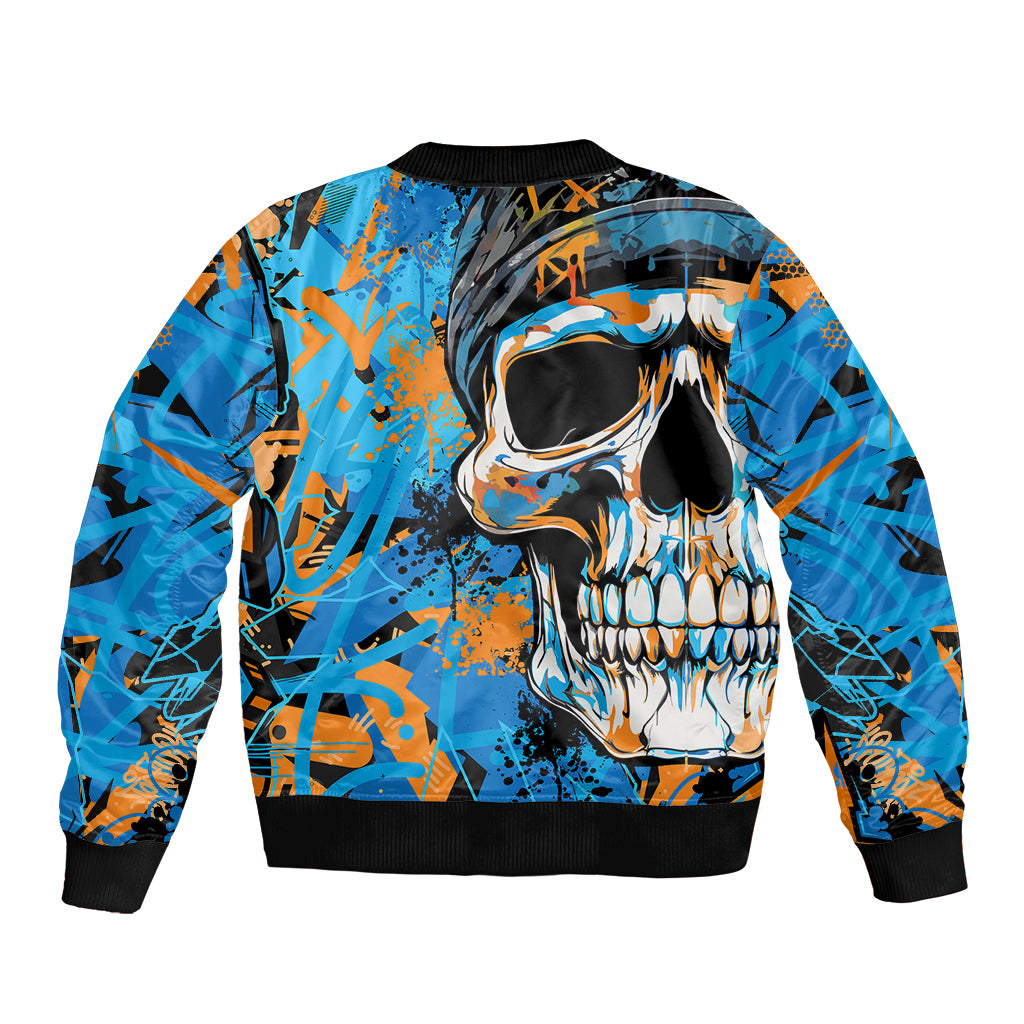Grafity Skull Bomber Jacket Street Style Skull Colorful Abstract Art - Wonder Print Shop