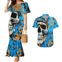 Grafity Skull Couples Matching Mermaid Dress and Hawaiian Shirt Street Style Skull Colorful Abstract Art - Wonder Print Shop