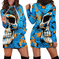 Grafity Skull Hoodie Dress Street Style Skull Colorful Abstract Art - Wonder Print Shop