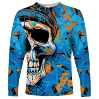 Grafity Skull Long Sleeve Shirt Street Style Skull Colorful Abstract Art - Wonder Print Shop