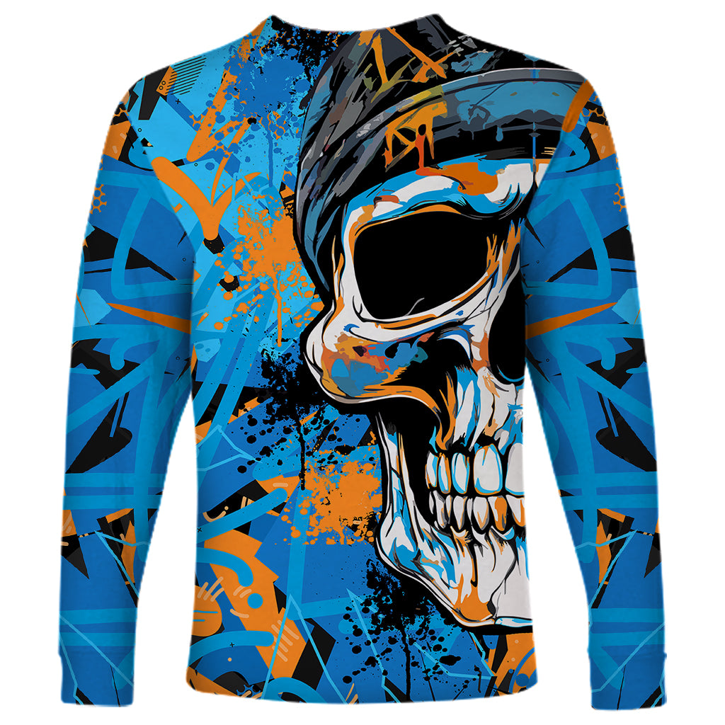 Grafity Skull Long Sleeve Shirt Street Style Skull Colorful Abstract Art - Wonder Print Shop